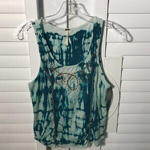 Free People teal tie dye sleeveless top, S